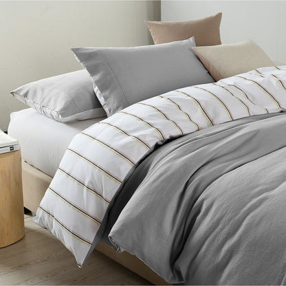 Royal Comfort Hemp Braid Cotton Blend Quilt Cover Set Reverse Stripe Bedding-Bed Linen-PEROZ Accessories