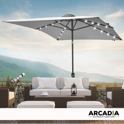 Arcadia Furniture Umbrella 3 Metre Umbrella with Solar LED Lights Garden Yard-Outdoor Umbrellas-PEROZ Accessories