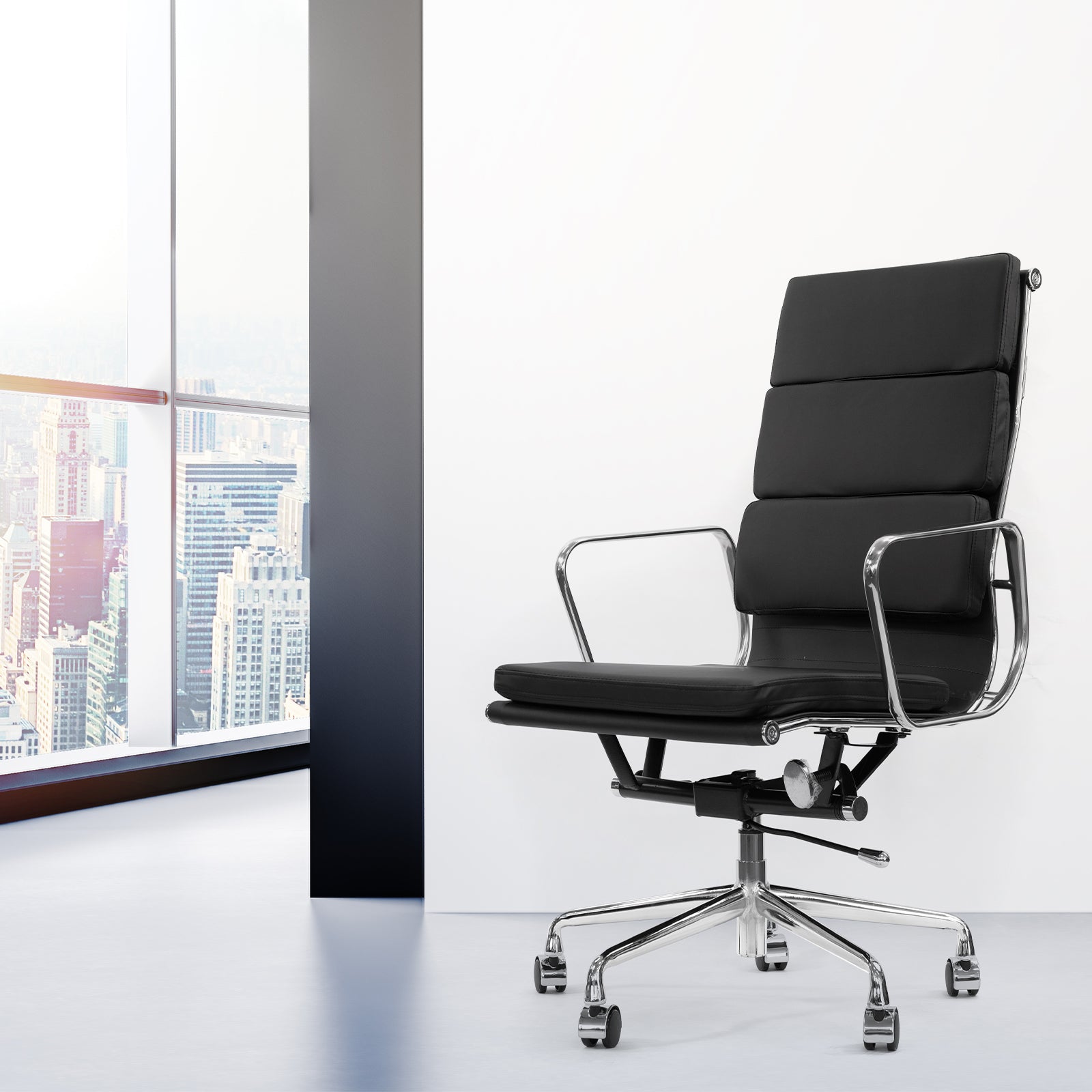 Milano Premium Office Executive Computer Chair PU Leather Steel Chrome-Office Chairs-PEROZ Accessories