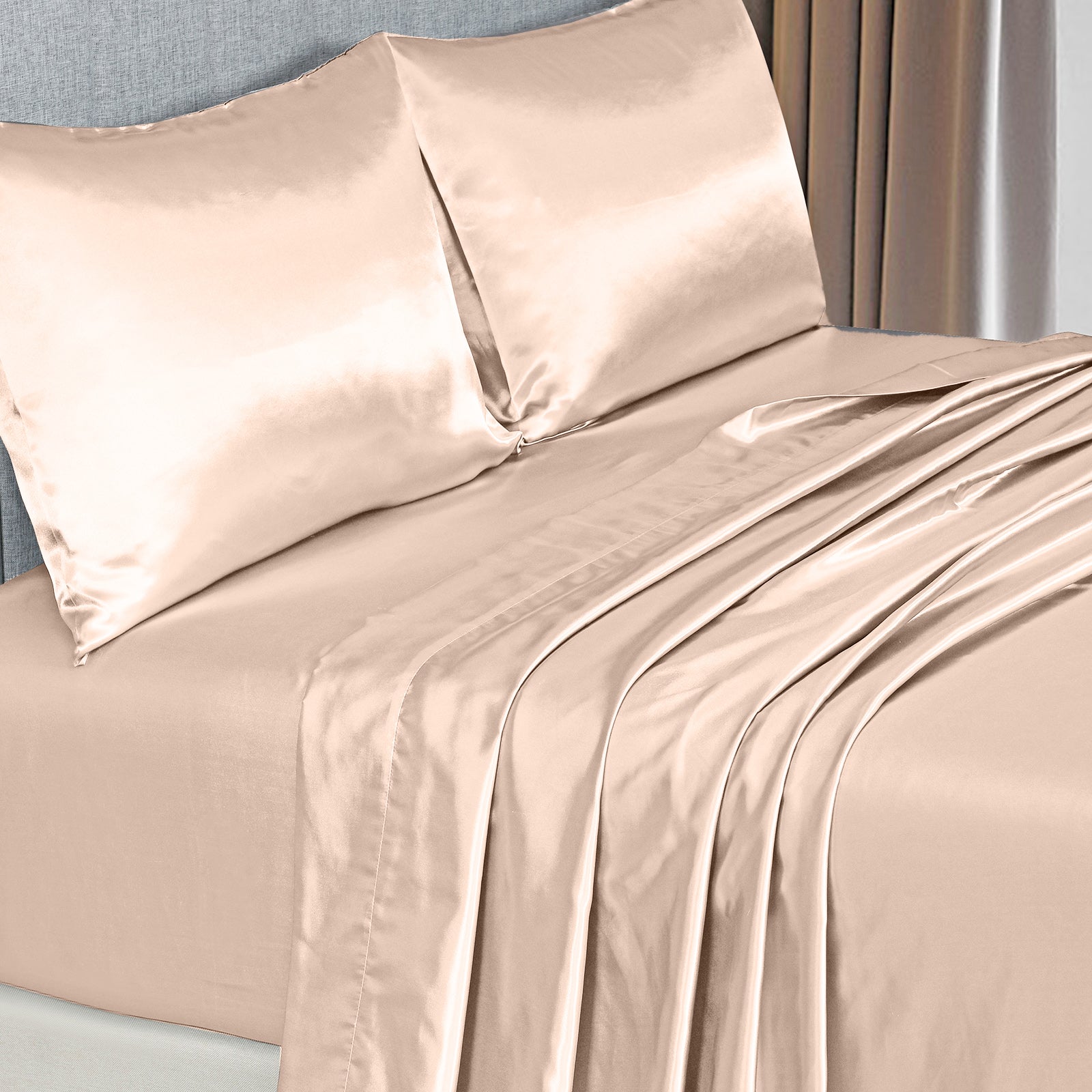 Royal Comfort Satin Sheet Set 4 Piece Fitted Flat Sheet Pillowcases Silky Smooth-Bed Linen-PEROZ Accessories