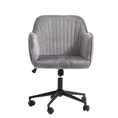 Casa Decor Arles Velvet Office Chair Mid Back Swivel Height Adjustable - Grey-Office Chairs-PEROZ Accessories