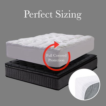 Royal Comfort 1000GSM Luxury Bamboo Covered Mattress Topper Ball Fibre Gusset-Bedding-PEROZ Accessories