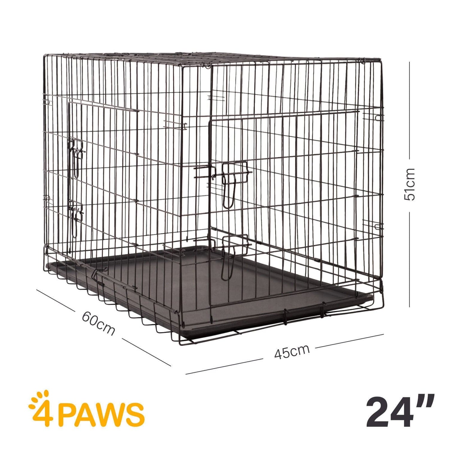 4Paws Dog Cage Pet Crate Cat Puppy Metal Cage ABS Tray Foldable Portable-Crates, Houses &amp; Pens-PEROZ Accessories