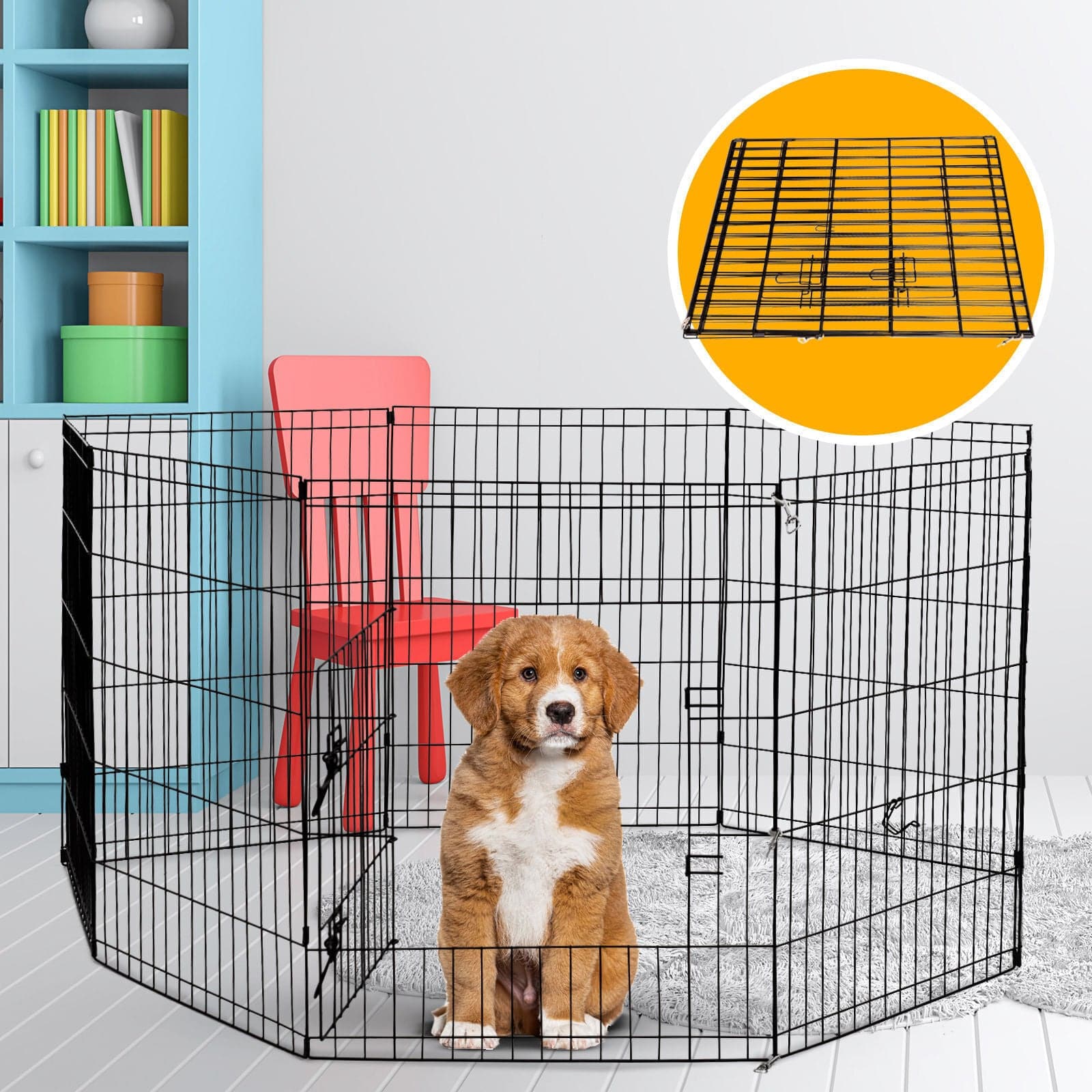 4Paws 8 Panel Playpen Puppy Exercise Fence Cage Enclosure Pets-Crates, Houses &amp; Pens-PEROZ Accessories