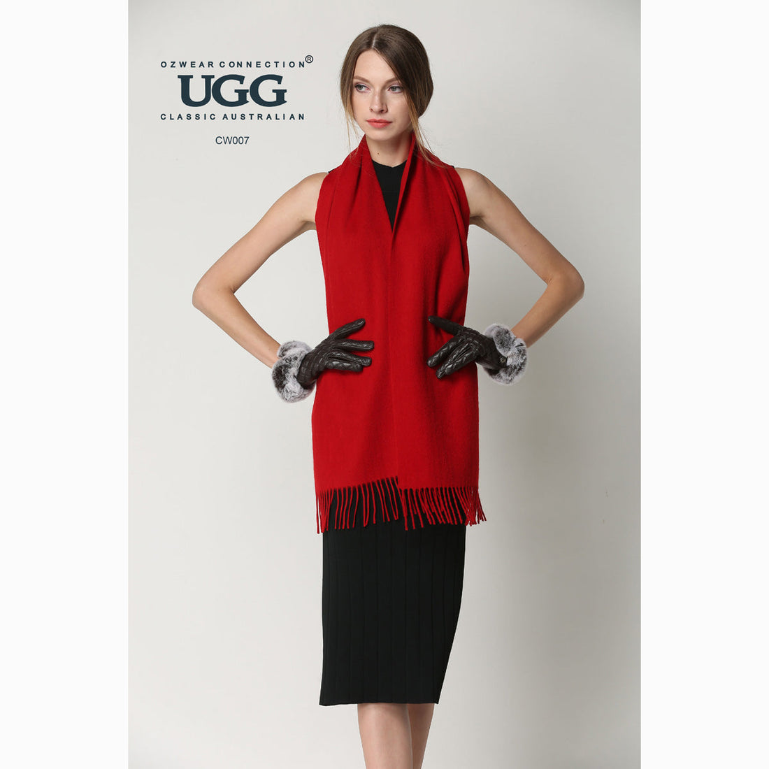 Ugg Cashmere &amp; Wool Scarf Tomato-Scarves-PEROZ Accessories