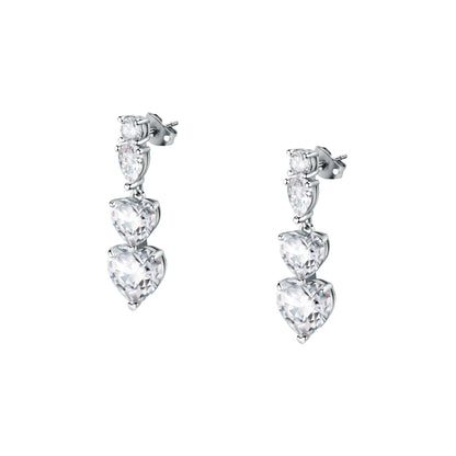 Chiara Ferragni Diamond Heart White Tri-stone Earrings-Earrings-PEROZ Accessories