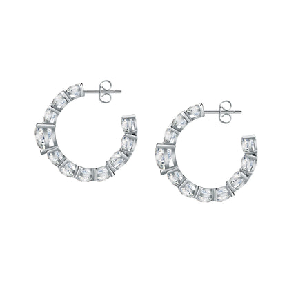 Chiara Ferragni Diamond Heart White Heart Hoop Earrings-Earrings-PEROZ Accessories