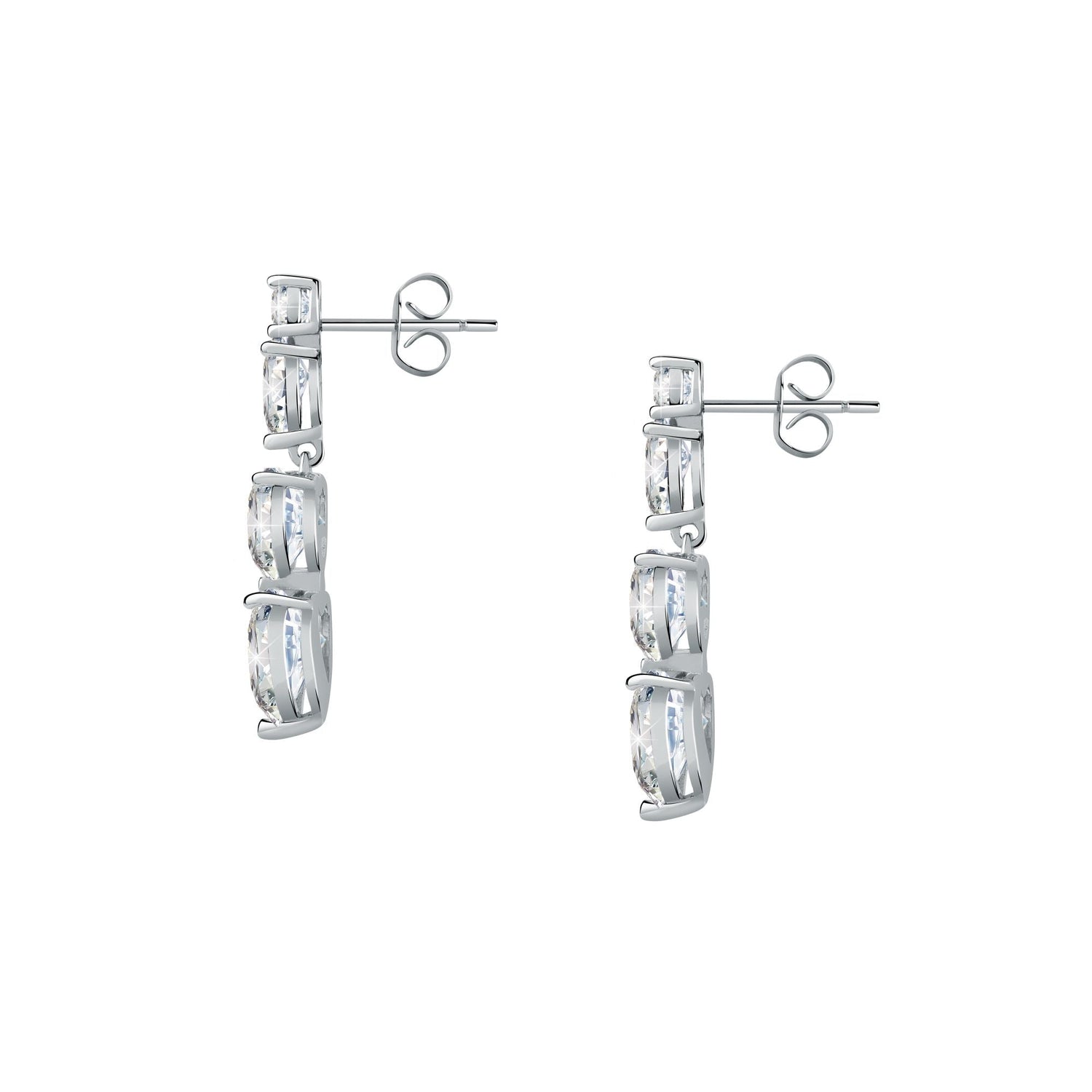 Chiara Ferragni Diamond Heart White Tri-stone Earrings-Earrings-PEROZ Accessories