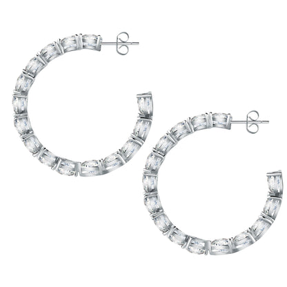 Chiara Ferragni Diamond Heart White Heart Big Hoop Earrings-Earrings-PEROZ Accessories