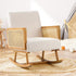 Oikiture Rocking Chair Nursing Armchair Linen Accent Chairs PE Rattan Beige-Armchair-PEROZ Accessories