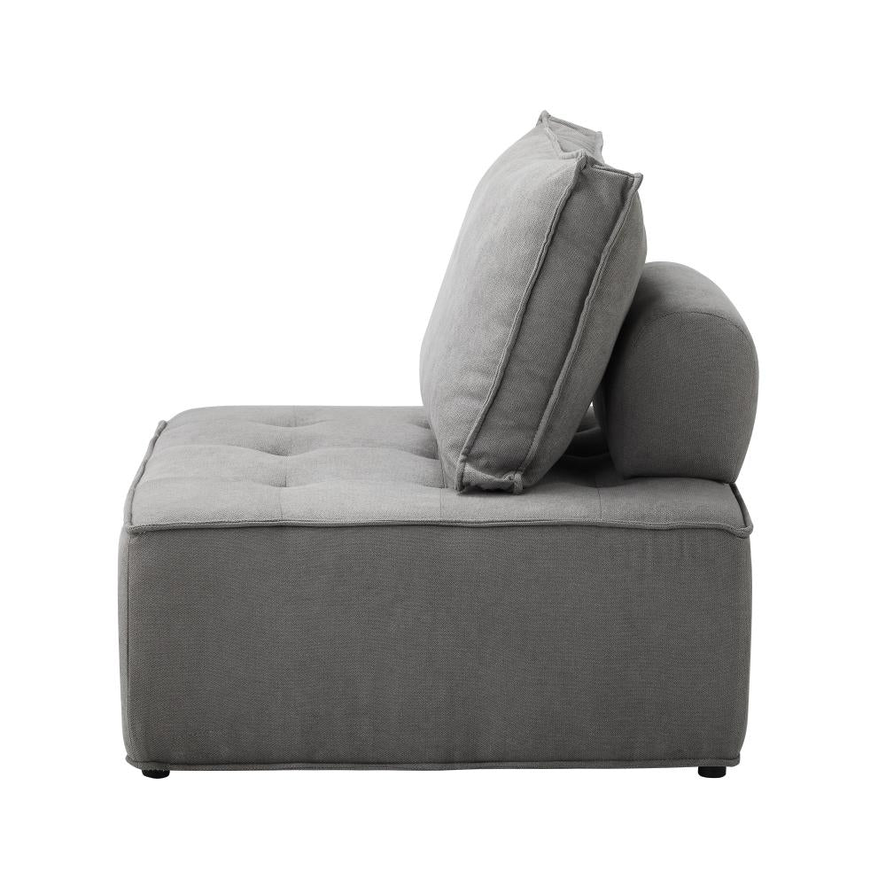 Oikiture Armless Sofa with Adjustable Back Modular Lounge Chair Grey 1PC-Armchair-PEROZ Accessories