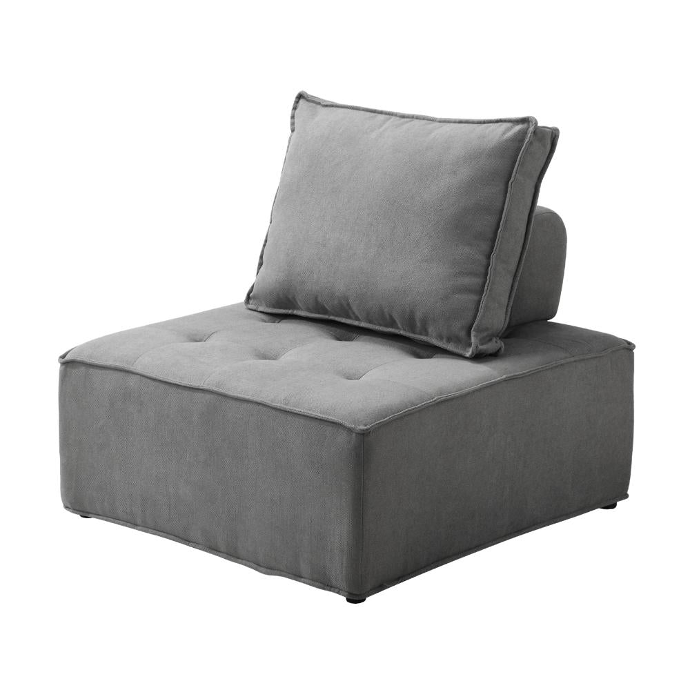 Oikiture 3PCS Modular Sofa Lounge Chair Armless Adjustable Back Linen Grey-Armchairs-PEROZ Accessories