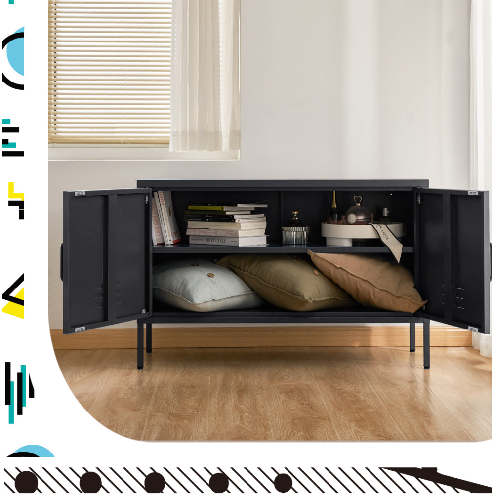 Artiss Buffet Sideboard Metal Cabinet - BASE Charcoal-Furniture &gt; Living Room-PEROZ Accessories