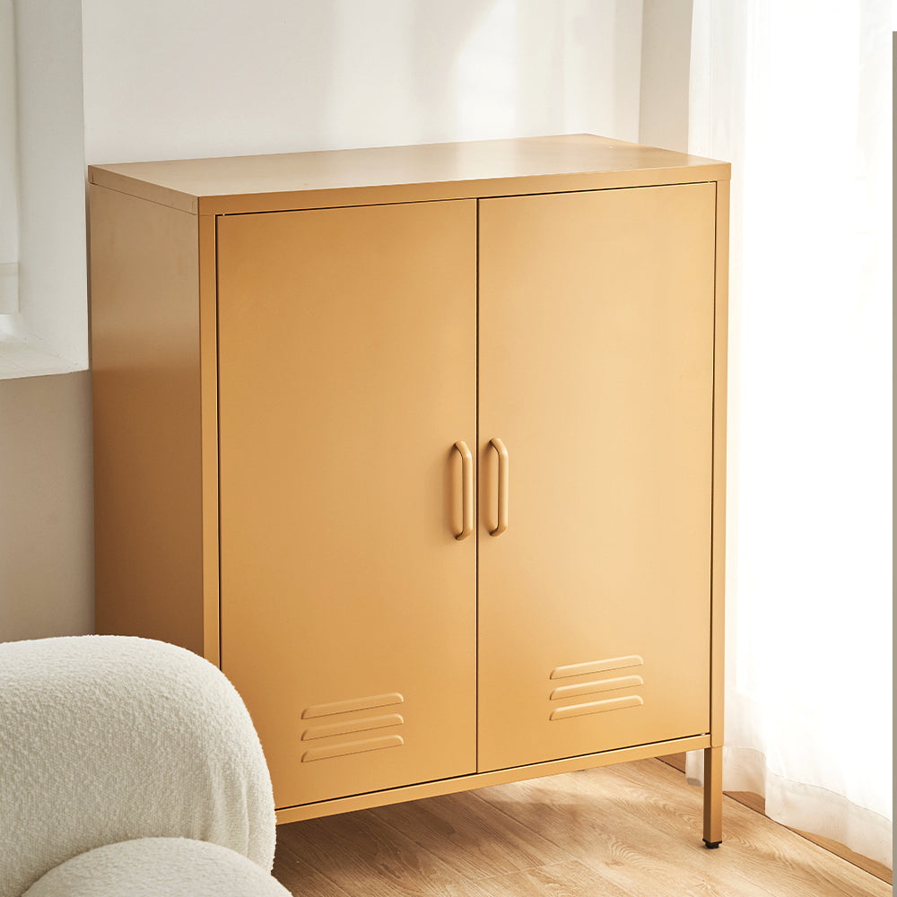 Artiss Buffet Sideboard Metal Cabinet - SWEETHEART Yellow-Furniture &gt; Living Room-PEROZ Accessories