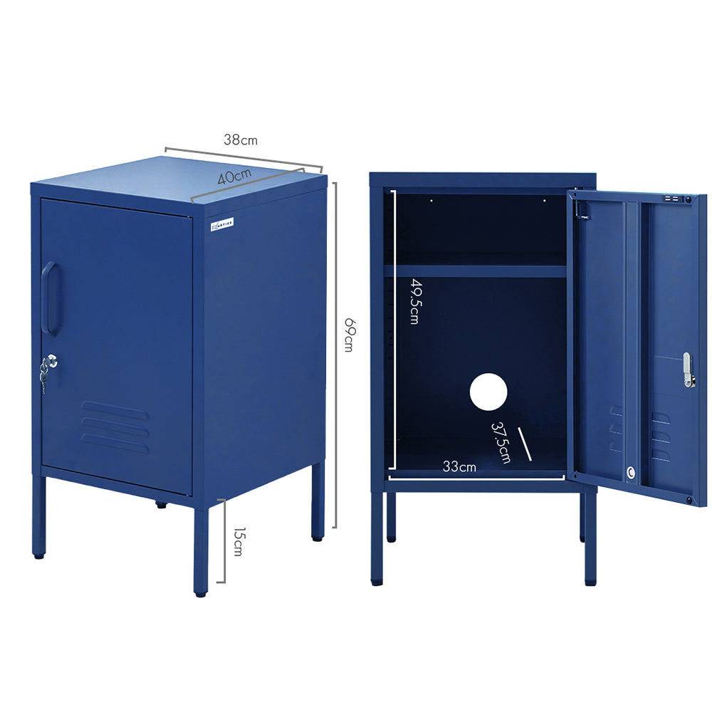 Artiss Bedside Table Metal Cabinet - Blue-Bedside Tables-PEROZ Accessories