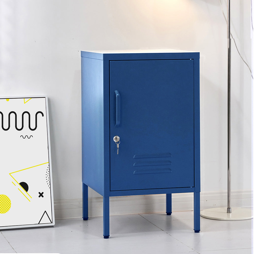 Artiss Bedside Table Metal Cabinet - Blue-Bedside Tables-PEROZ Accessories