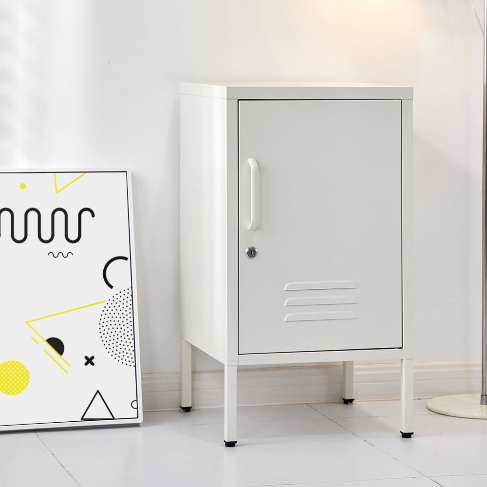 ArtissIn Bedside Table Metal Cabinet - White-BedSide Tabless-PEROZ Accessories