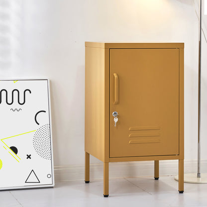 Artiss Bedside Table Metal Cabinet - Yellow-BedSide Tabless-PEROZ Accessories