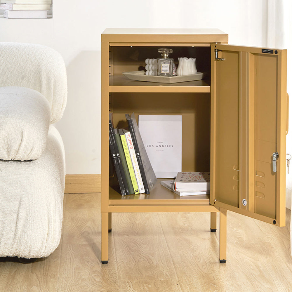 Artiss Bedside Table Metal Cabinet - Yellow-BedSide Tabless-PEROZ Accessories