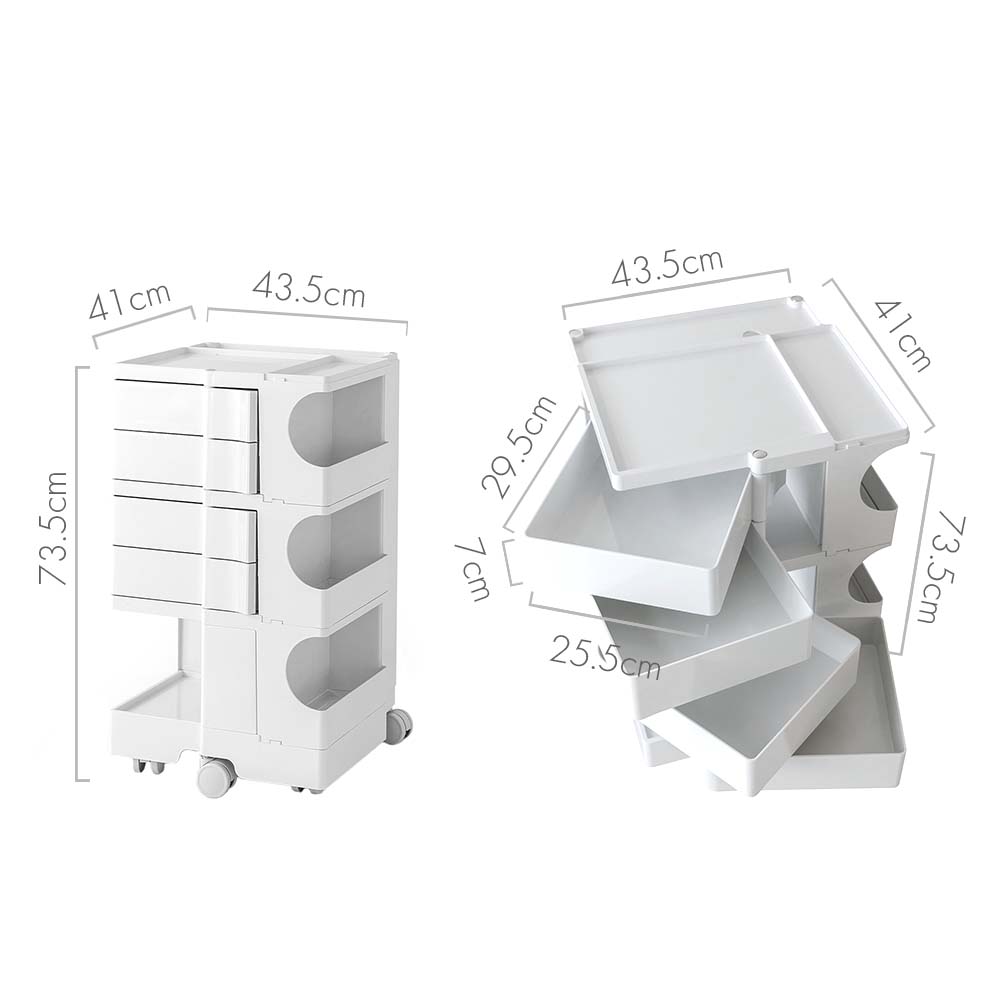 Artiss Storage Trolley Cart Bedside Table 5 Tier White-Furniture &gt; Living Room-PEROZ Accessories