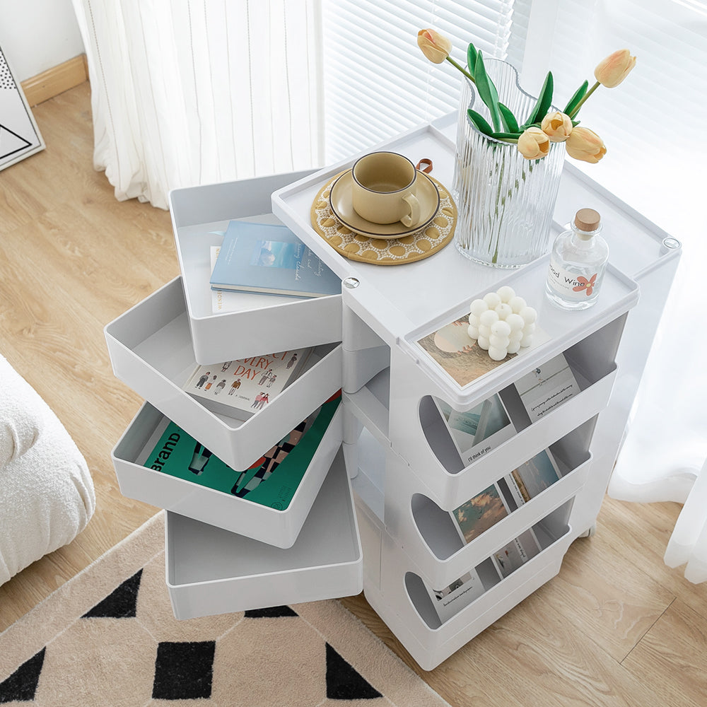 Artiss Storage Trolley Cart Bedside Table 5 Tier White-Furniture &gt; Living Room-PEROZ Accessories