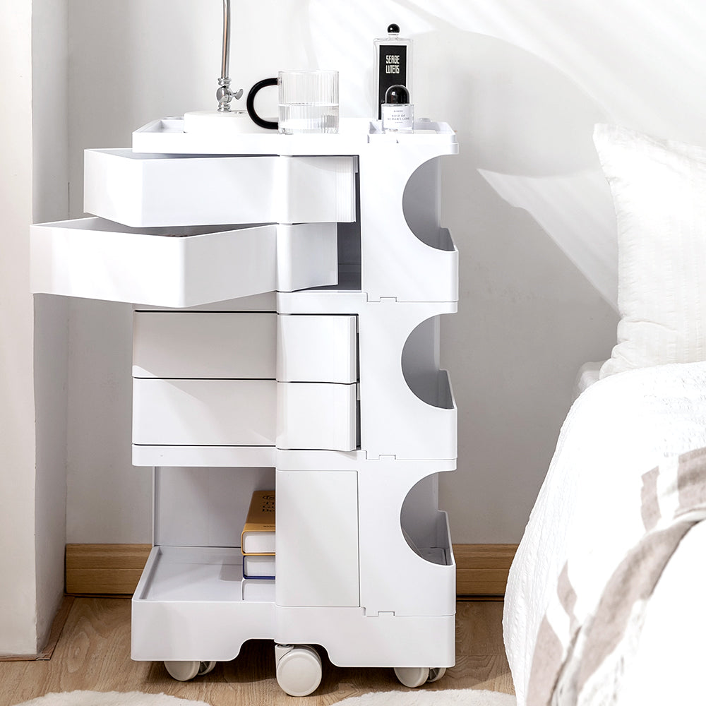 Artiss Storage Trolley Cart Bedside Table 5 Tier White-Furniture &gt; Living Room-PEROZ Accessories