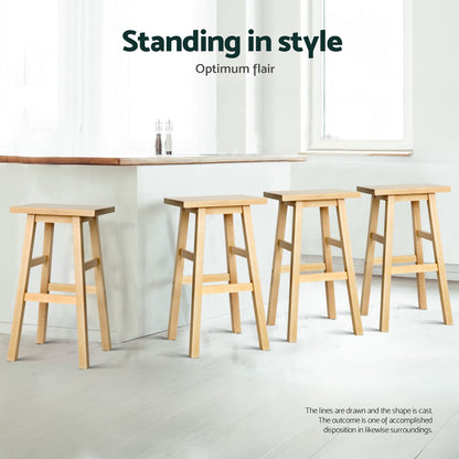 Artiss 4x Bar Stools Kitchen Chairs Wooden Nature-Furniture &gt; Bar Stools &amp; Chairs &gt; Table &amp; Bar Stools-PEROZ Accessories