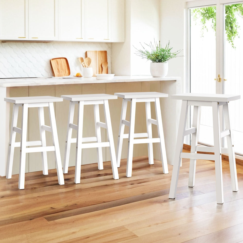 Artiss 4x Bar Stools Kitchen Chairs Wooden White-Furniture &gt; Bar Stools &amp; Chairs &gt; Table &amp; Bar Stools-PEROZ Accessories