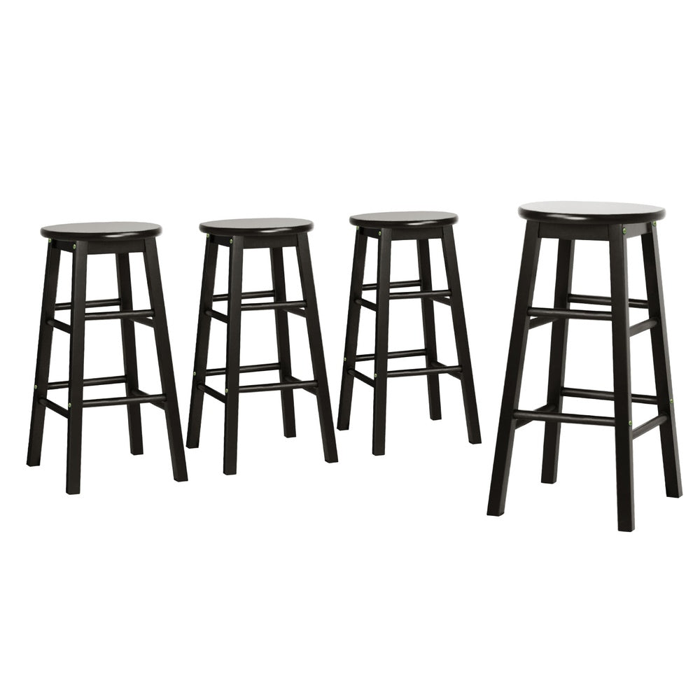 Artiss 4x Bar Stools Round Chairs Wooden Black-Furniture &gt; Bar Stools &amp; Chairs &gt; Table &amp; Bar Stools-PEROZ Accessories