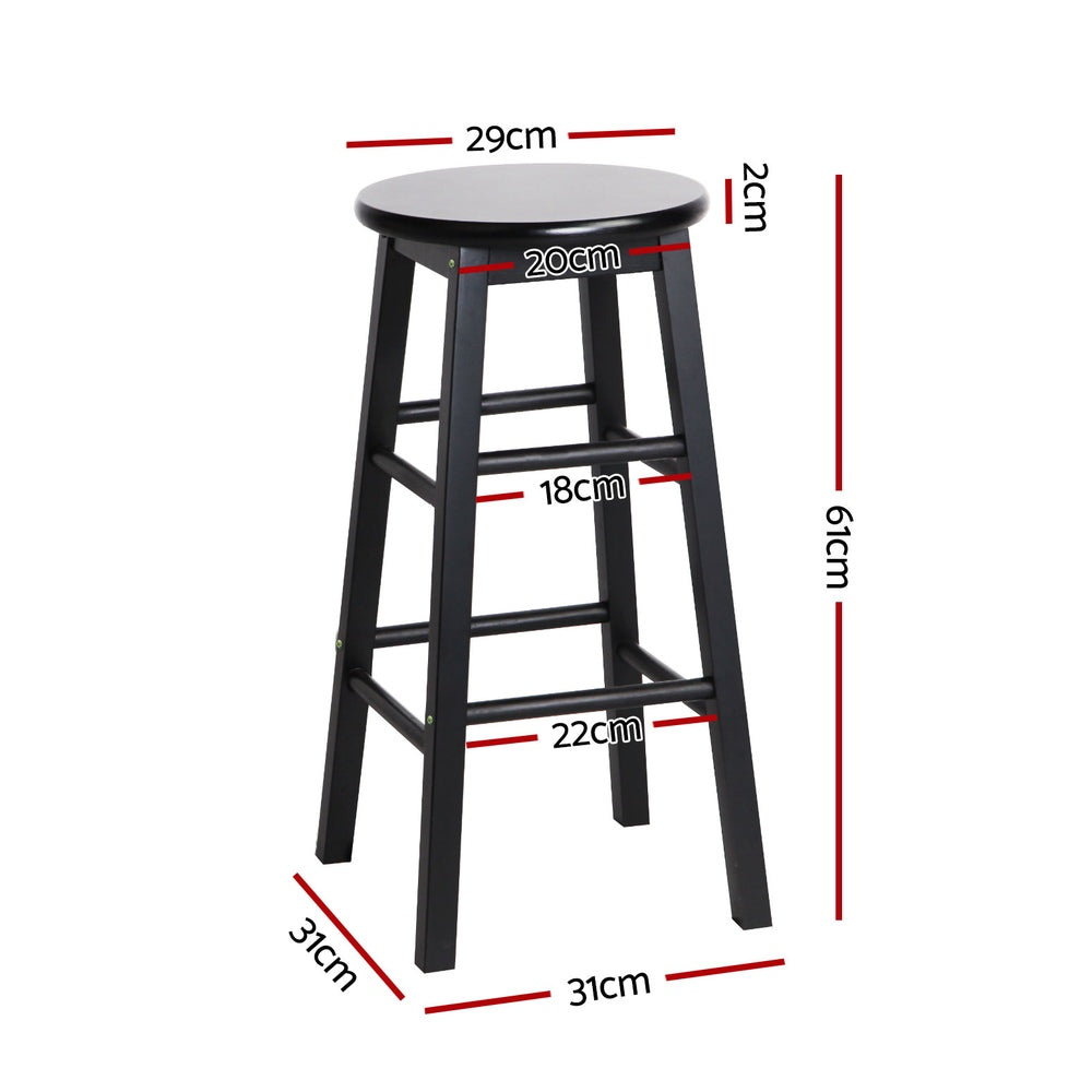 Artiss 4x Bar Stools Round Chairs Wooden Black-Furniture &gt; Bar Stools &amp; Chairs &gt; Table &amp; Bar Stools-PEROZ Accessories