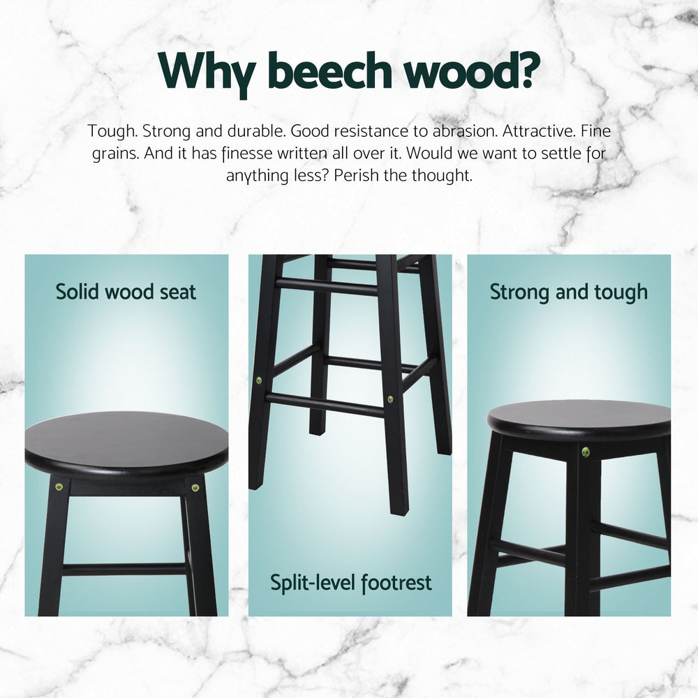 Artiss 4x Bar Stools Round Chairs Wooden Black-Furniture &gt; Bar Stools &amp; Chairs &gt; Table &amp; Bar Stools-PEROZ Accessories