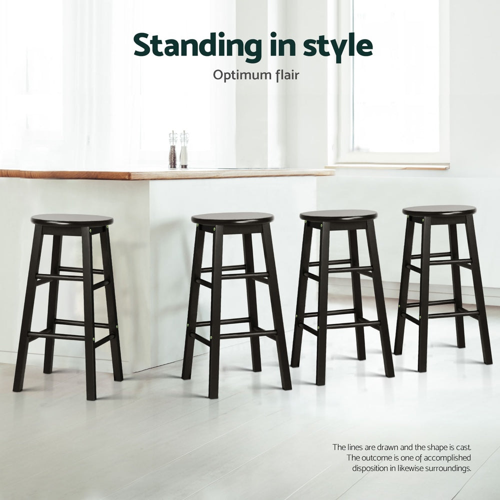 Artiss 4x Bar Stools Round Chairs Wooden Black-Furniture &gt; Bar Stools &amp; Chairs &gt; Table &amp; Bar Stools-PEROZ Accessories