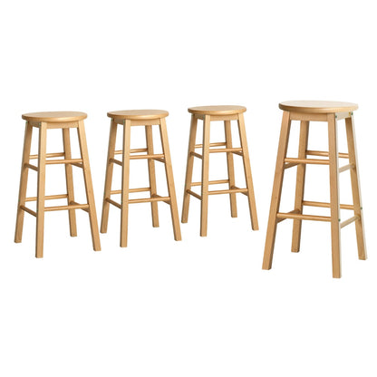 Artiss 4x Bar Stools Round Chairs Wooden Nature-Furniture &gt; Bar Stools &amp; Chairs &gt; Table &amp; Bar Stools-PEROZ Accessories