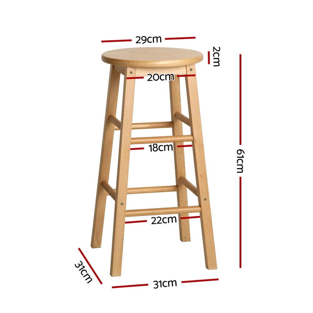 Artiss 4x Bar Stools Round Chairs Wooden Nature-Furniture &gt; Bar Stools &amp; Chairs &gt; Table &amp; Bar Stools-PEROZ Accessories