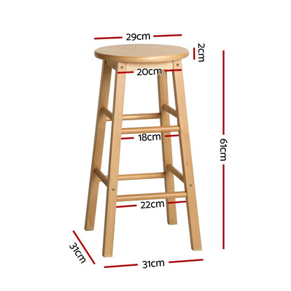 Artiss 4x Bar Stools Round Chairs Wooden Nature-Furniture &gt; Bar Stools &amp; Chairs &gt; Table &amp; Bar Stools-PEROZ Accessories