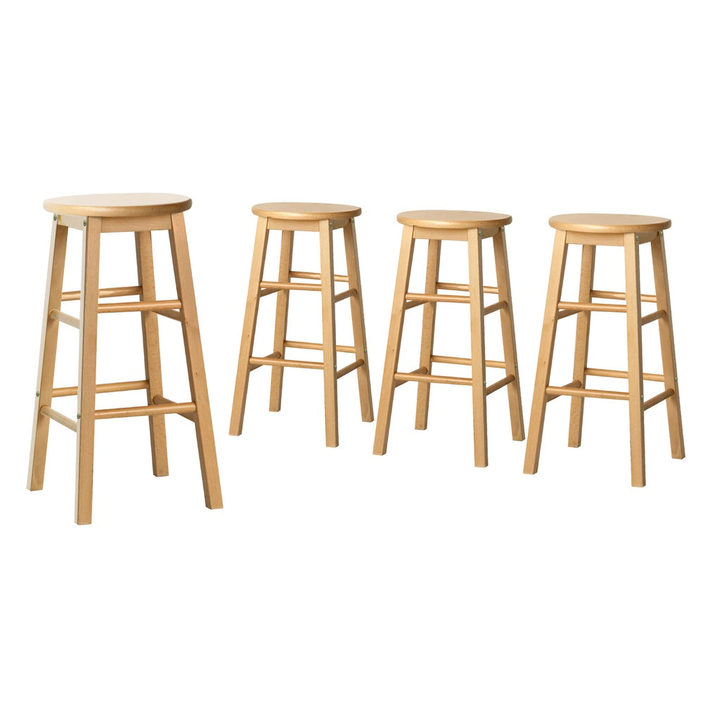 Artiss 4x Bar Stools Round Chairs Wooden Nature-Furniture &gt; Bar Stools &amp; Chairs &gt; Table &amp; Bar Stools-PEROZ Accessories