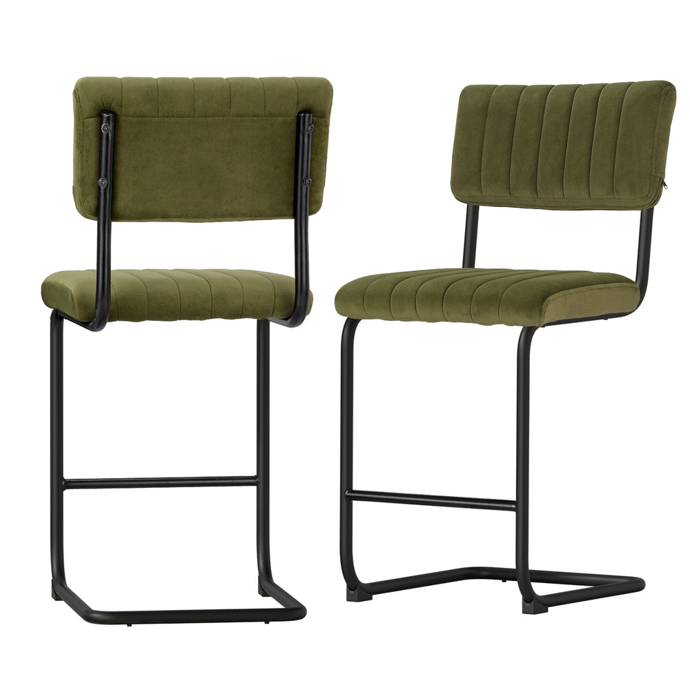 Artiss 2x Bar Stools Velvet Chairs Green-Furniture &gt; Bar Stools &amp; Chairs-PEROZ Accessories