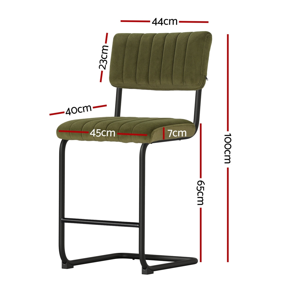 Artiss 2x Bar Stools Velvet Chairs Green-Furniture &gt; Bar Stools &amp; Chairs-PEROZ Accessories