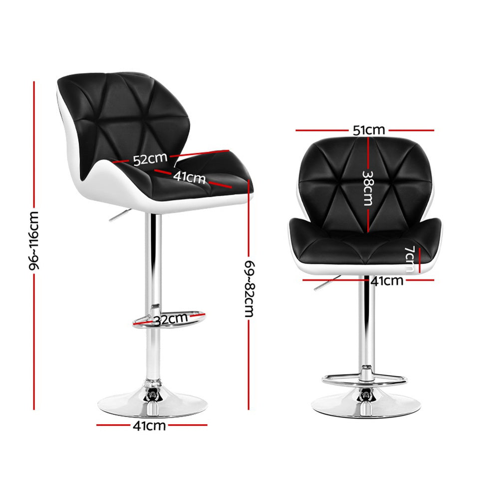 Artiss 4x Bar Stools Gas Lift Padded Leather Black &amp; White-Furniture &gt; Bar Stools &amp; Chairs-PEROZ Accessories