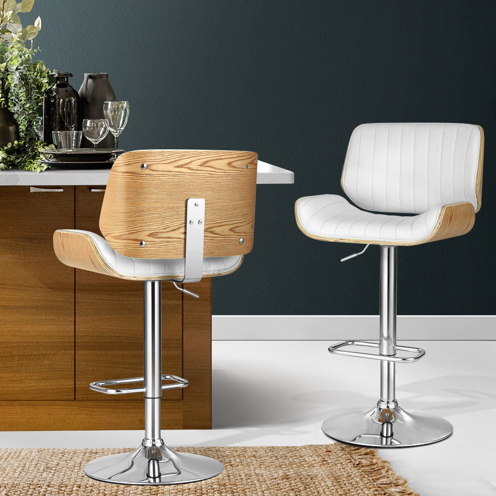 Artiss 2x Bar Stools Adjustable Leather Chairs-Furniture &gt; Bar Stools &amp; Chairs &gt; Table &amp; Bar Stools-PEROZ Accessories