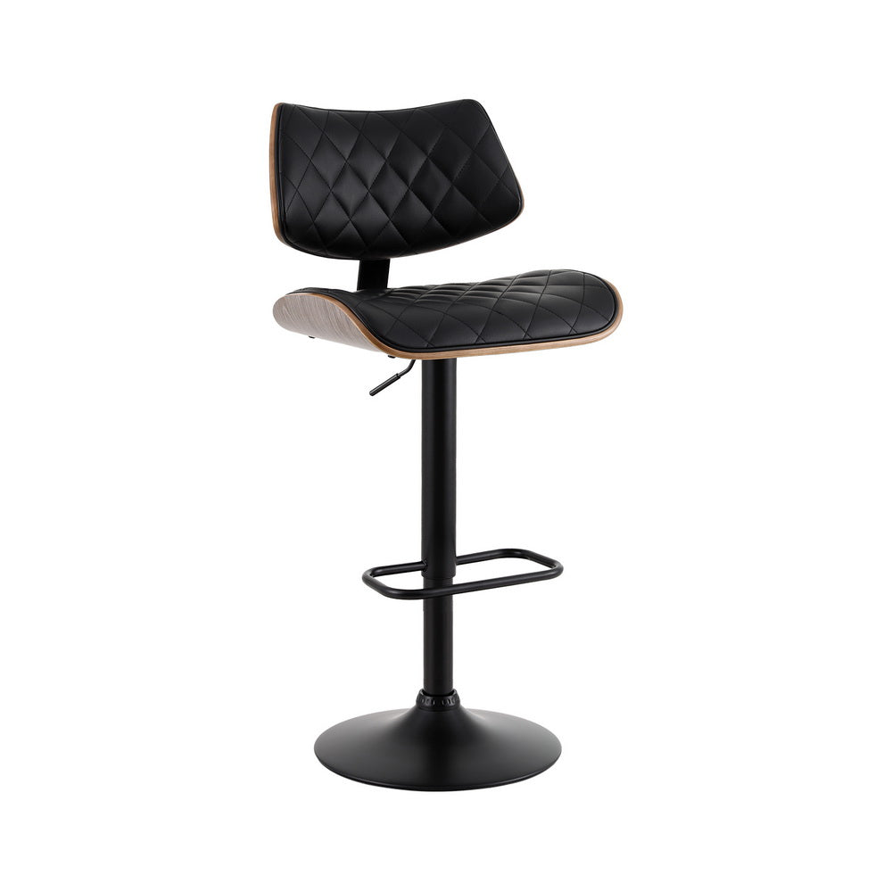 Artiss Bar Stools Kitchen Dining Chairs Gas Lift Stool Wooden Leather Black-Furniture &gt; Bar Stools &amp; Chairs-PEROZ Accessories