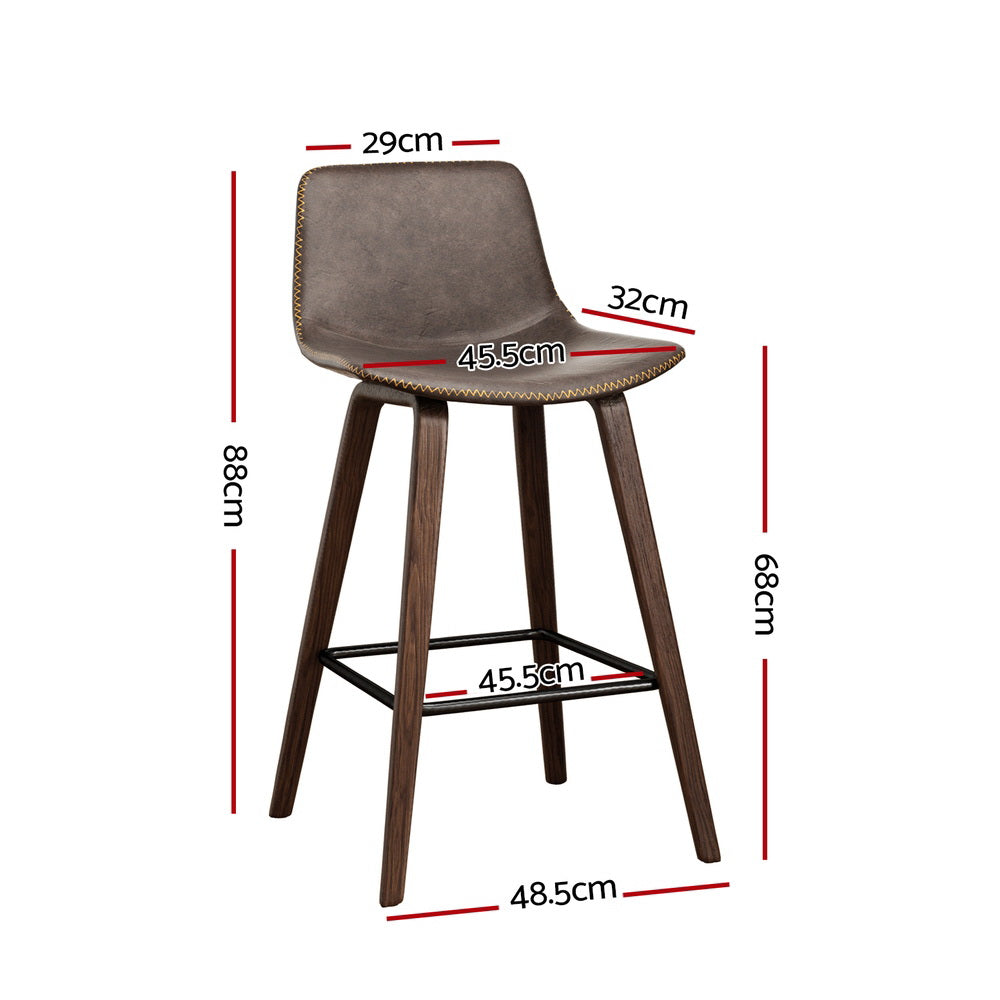 Artiss 4x Bar Stools Vintage Leather Wooden-Furniture &gt; Bar Stools &amp; Chairs-PEROZ Accessories