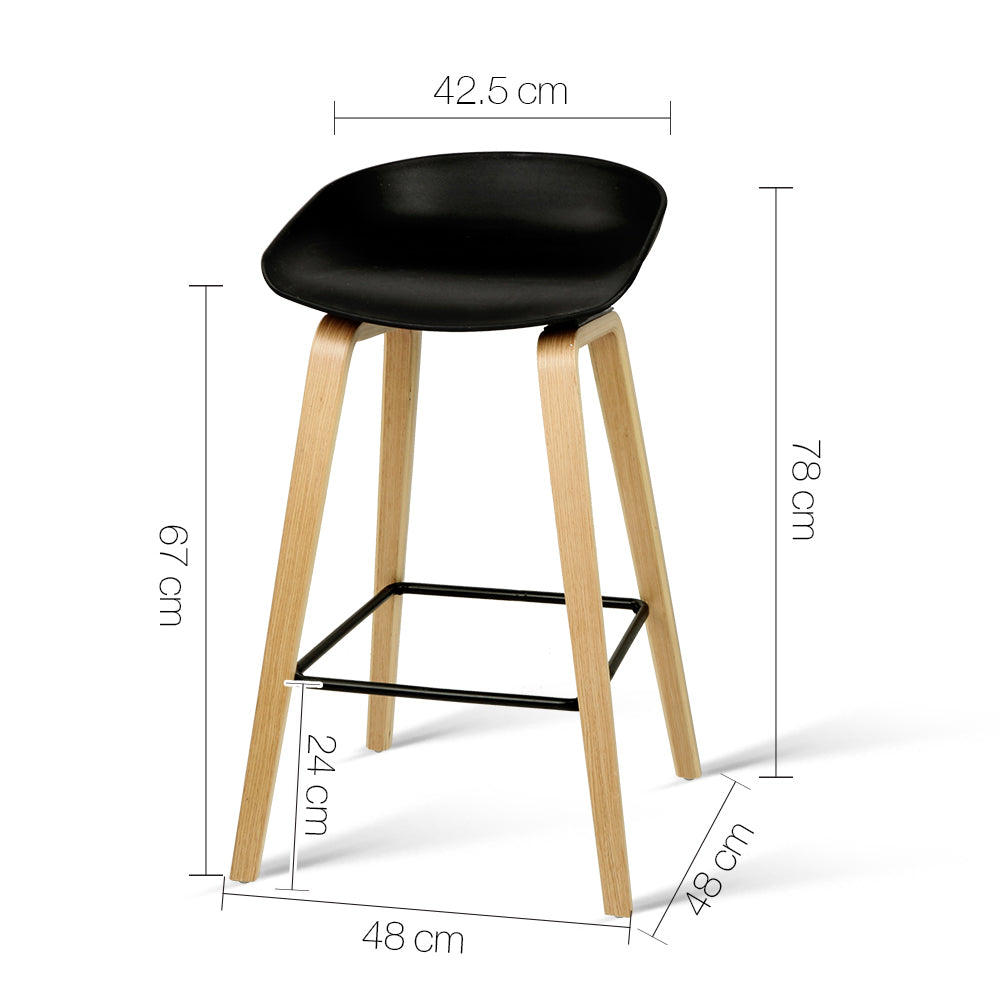 4x Artiss Bar Stools Kitchen Counter Stool Dining Chairs Wooden Black-Furniture &gt; Bar Stools &amp; Chairs &gt; Table &amp; Bar Stools-PEROZ Accessories