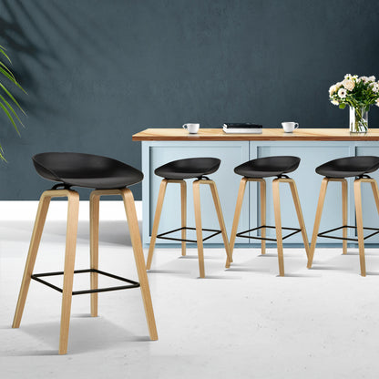 4x Artiss Bar Stools Kitchen Counter Stool Dining Chairs Wooden Black-Furniture &gt; Bar Stools &amp; Chairs &gt; Table &amp; Bar Stools-PEROZ Accessories