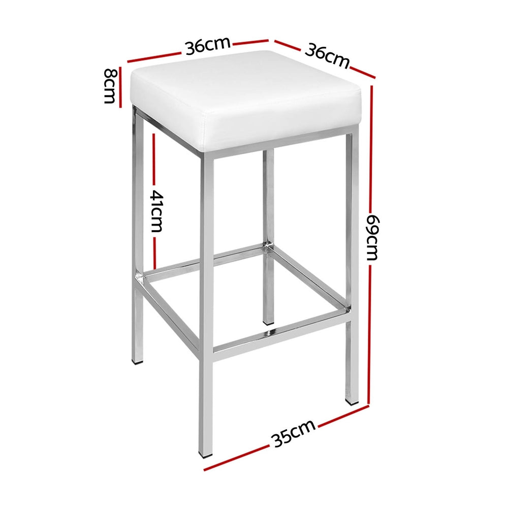 Artiss 4x Bar Stools Leather Padded Metal White-Furniture &gt; Bar Stools &amp; Chairs &gt; Table &amp; Bar Stools-PEROZ Accessories