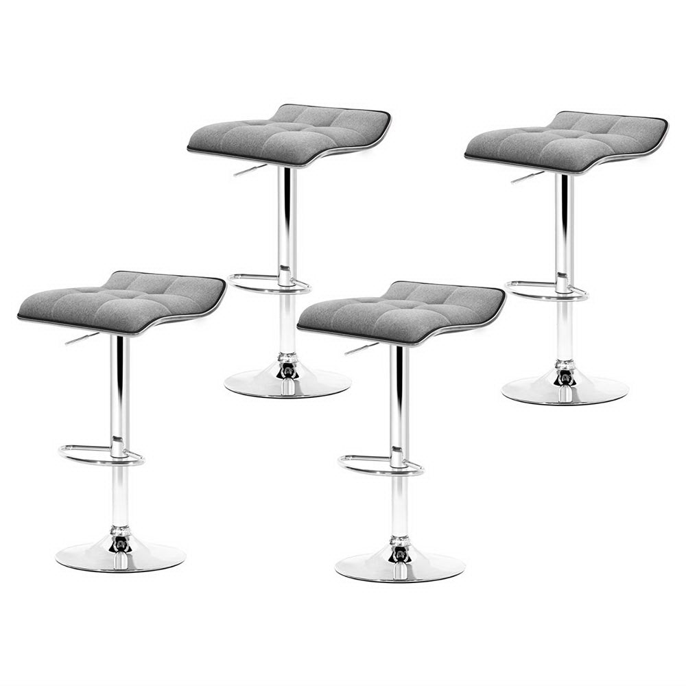 Artiss 4x Bar Stools Linen Padded Gas Lift-Furniture &gt; Bar Stools &amp; Chairs &gt; Table &amp; Bar Stools-PEROZ Accessories