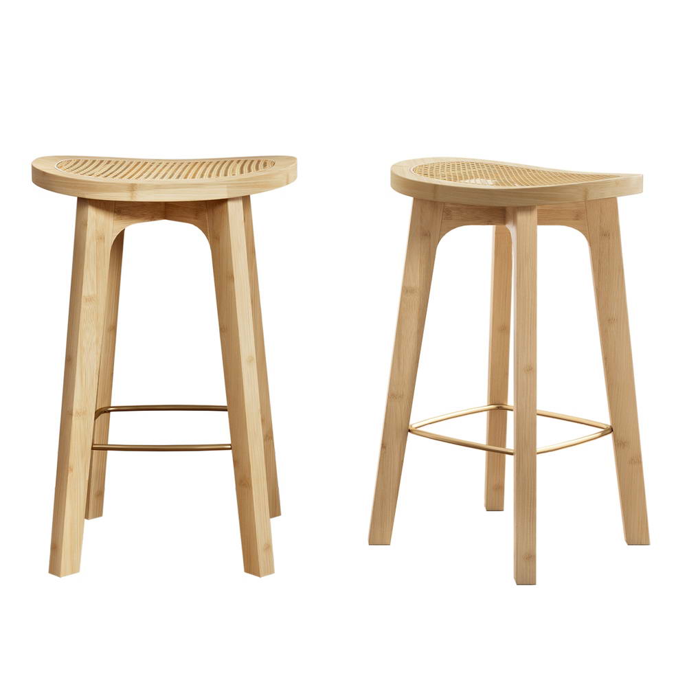 Artiss 2x Bar Stools Bamboo Rattan Stool Counter Chair Kitchen Barstools-Furniture &gt; Bar Stools &amp; Chairs-PEROZ Accessories