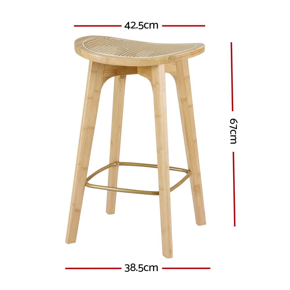 Artiss 2x Bar Stools Bamboo Rattan Stool Counter Chair Kitchen Barstools-Furniture &gt; Bar Stools &amp; Chairs-PEROZ Accessories