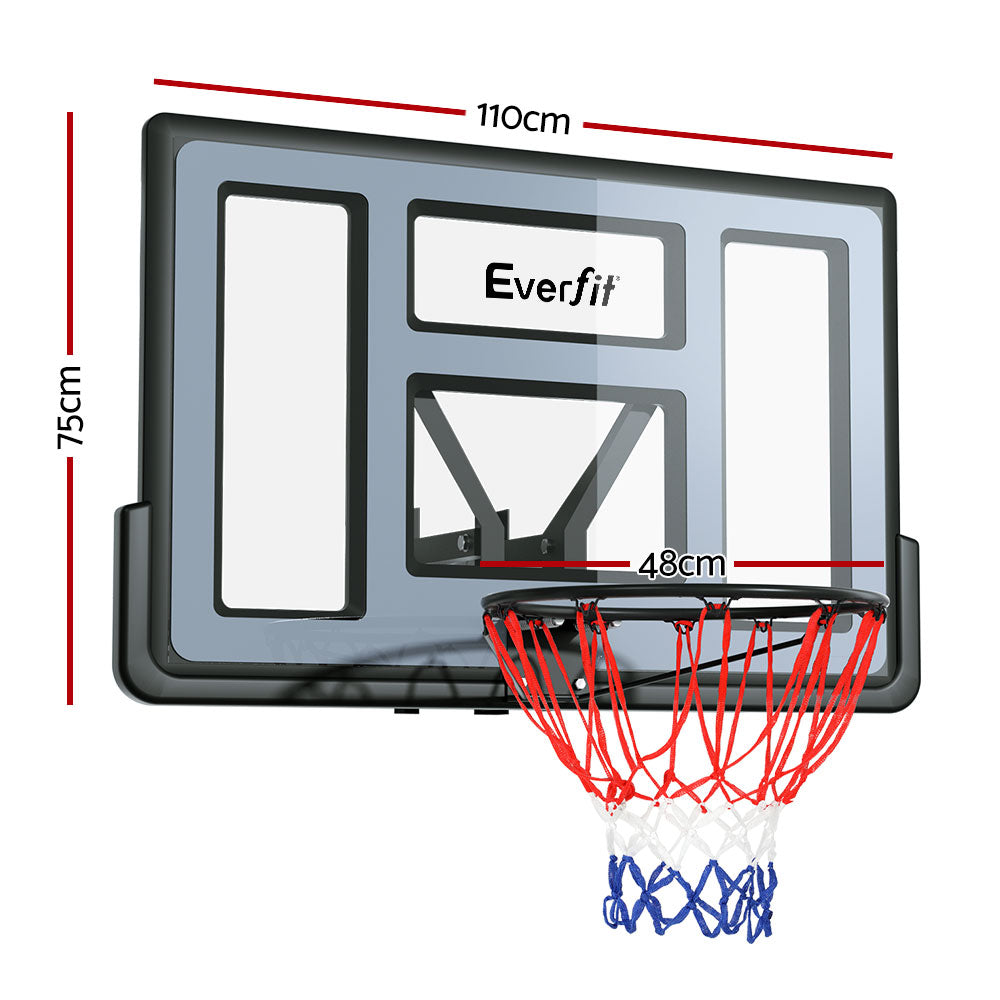 Everfit 45&quot; Basketball Hoop Backboard Wall Mounted Ring Net Sports Pro System-Sports &amp; Fitness &gt; Ball Sports &gt; Basketball &amp; Basketball Accessories-PEROZ Accessories