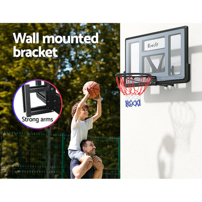 Everfit 45&quot; Basketball Hoop Backboard Wall Mounted Ring Net Sports Pro System-Sports &amp; Fitness &gt; Ball Sports &gt; Basketball &amp; Basketball Accessories-PEROZ Accessories